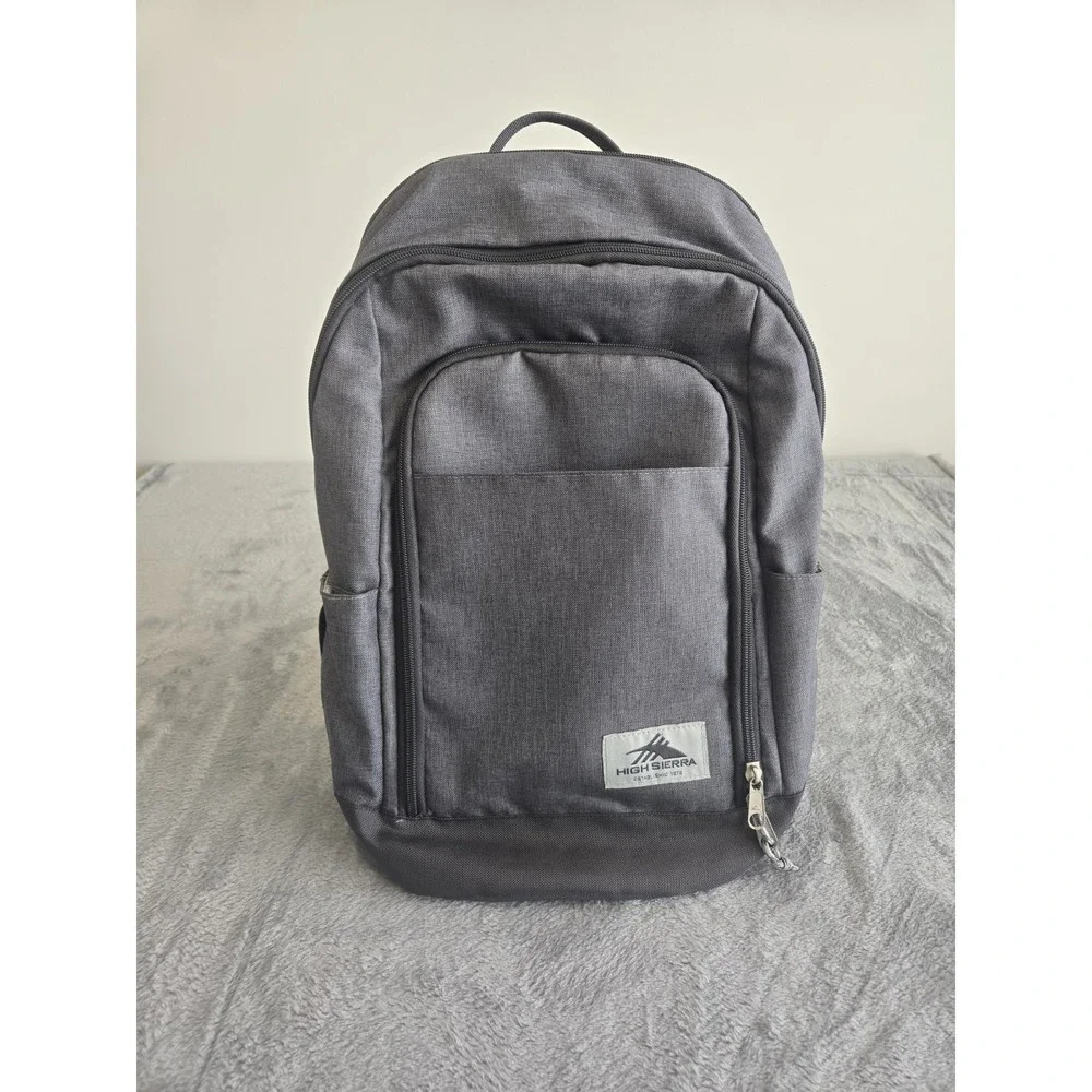 New Without Tags High Sierra Gray Backpack 3 Compartments 2 Side Water Holders